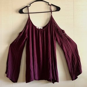 Rewind Maroon Lace Sleeve Blouse